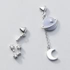 Non-matching 925 Sterling Silver Planet Moon & Star Dangle Earring 1 Pair - S925 Silver - As Shown In Figure - One Size