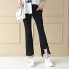 Frayed Cutout-hem Boot-cut Pants