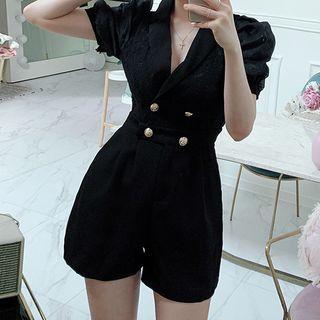 Short-sleeve Double Breasted Romper