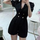 Short-sleeve Double Breasted Romper