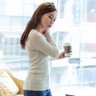 V-neck Rib-knit Sweater