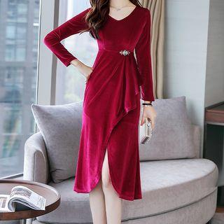 3/4-sleeve Midi Party Dress