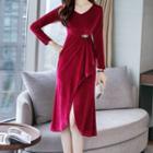 3/4-sleeve Midi Party Dress