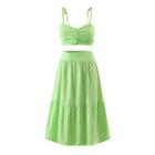 Set: Shirred Cropped Camisole Top + A-line Midi Skirt
