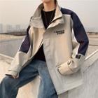 Stand-collar Color-block Loose-fit Jacket
