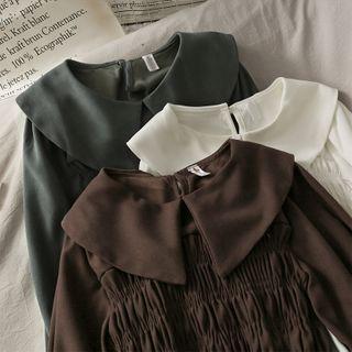Peter Pan-collar Smocked Crop Top In 5 Colors