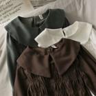 Peter Pan-collar Smocked Crop Top In 5 Colors