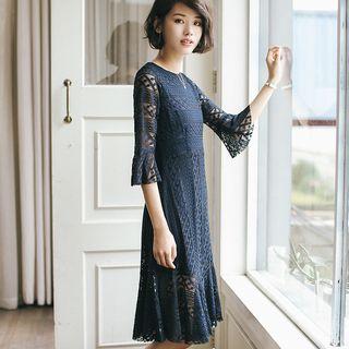 Bell-sleeve Lace Mermaid Dress