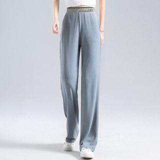 Lettering Waistband Wide Leg Pants (various Designs)