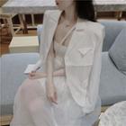 Plain Blazer / Strapless Midi A-line Dress