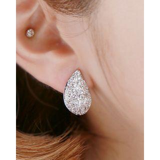 Rhinestone Teardrop Clip Earrings