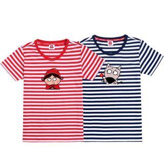Couple Matching Short-sleeve Cartoon Striped T-shirt