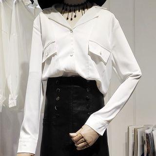 Chest Pocket Chiffon Shirt