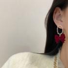 Flocking Bow Rhinestone Alloy Dangle Earring E4606 - 1 Pair - Gold - One Size
