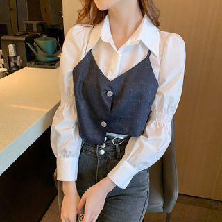 Puff Sleeve Mock Two Piece Shirt