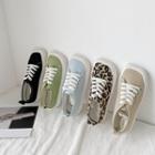 Square-toe Canvas Lace-up Sneakers