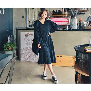 Ruffle-hem Long Shirtdress