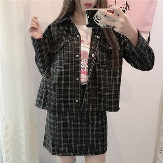 Set: Plaid Jacket + A-line Skirt