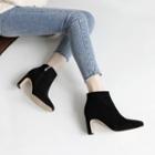Genuine Leather Square-toe Chunky Heel Ankle Boots