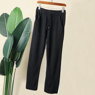 Drawstring Knit Pants Black - One Size