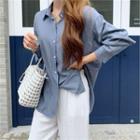 Drop-shoulder Dip-back Long Blouse