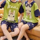 Couple Matching Loungewear Set : Short-sleeve Bear Print Top + Shorts