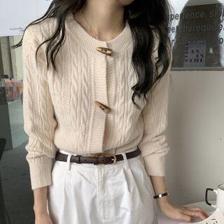 Toggle Linen Flower Sweater Cardigan