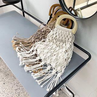 Fringed Woven Handbag
