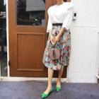 Floral Print A-line Skirt Gray - One Size