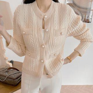 Faux-pearl Trim Multi-pocket Cardigan
