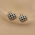 Heart Checker Alloy Earring 1 Pair - Gold - One Size