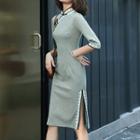3/4-sleeve Tasselled Qipao Dress