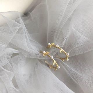 Faux Pearl Alloy Branches Open Hoop Earring 1 Pair - Earrings - Gold - One Size