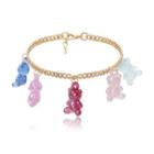 Set Of 2: Chain Anklet + Bear Anklet 0713 - Gold - One Size