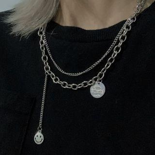 Alloy Layered Necklace 0460a - Necklace - Smiley Face - One Size