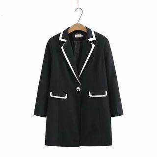 One-button Contrast Trim Blazer