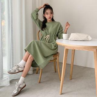Drop-shoulder Drawstring-waist Dress