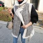 Leopard Faux-shearling Biker Vest