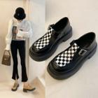 Checkered T-strap Platform Mary Jane Shoes