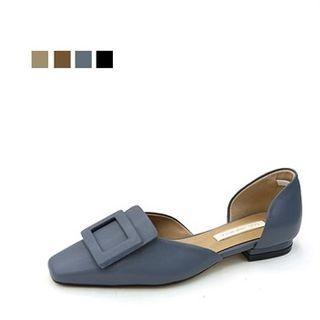 Genuine Leather Cutout-trim Flats