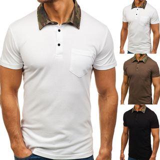 Short-sleeve Camouflage Collar Polo Shirt