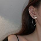Star Chained Ear Stud 1 Pair - 925 Silver - Silver - One Size