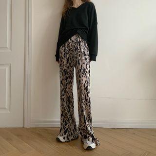 Leopard Print High-waist Wide-leg Pants