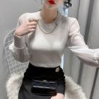 Long-sleeve Chained Knit Top