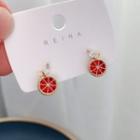 Rhinestone Fruit Dangle Earring 1 Pair - Red & Gold - One Size