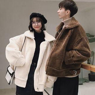 Couple Matching Cropped Fleece Zip Jacket