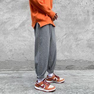 High-waist Loose Fit Plaid Pants