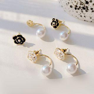 Flower Faux Pearl Alloy Swing Earring