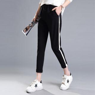 Contrast-lining Straight-leg Pants