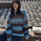 Striped Sweater Stripes - Blue & Coffee - One Size